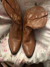 Soda Western Cowboy Leather Ankle Cognac Rigging Boots Size 40