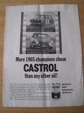 CASTROL MOTOR OIL EUROPEAN CHAMPIONS BMC FORD WORKS RALLY 1966 ADVERT A4 FILE 7