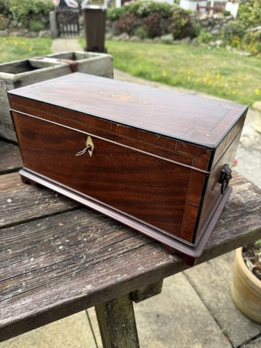 Georgian mahogany inlaid tea - mahogany,