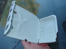 Vintage Antique French Enamel Farm House Toothbrush & Soap Holder White Nice!!!