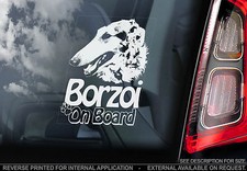 Borzoi - Car Window Sticker - Russian Wolfhound Dog Art Print Sign Gift