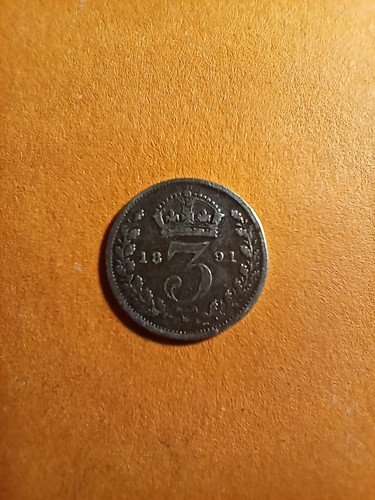 1891 threepence coin - threepence, uk