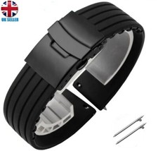 SILICONE RUBBER SPORT WATCH STRAP BAND BLACK 16-18-20-22-24MM QUICK RELEASE