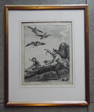 Hawking, Gentlemen's Recreation Hunting  1792 Original Engraving Dodd + Prattent