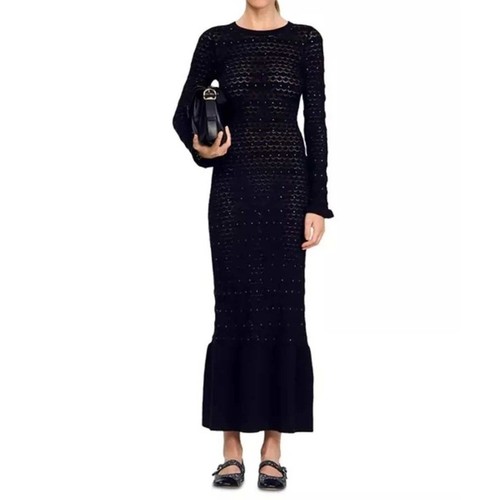 Sandro rhinestone knit maxi - rhinestone,