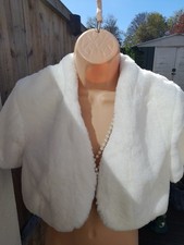 Debut NWT Ivory Faux Fur Bolero Shawl Size S 8-10 Wedding,Bridesmaid 