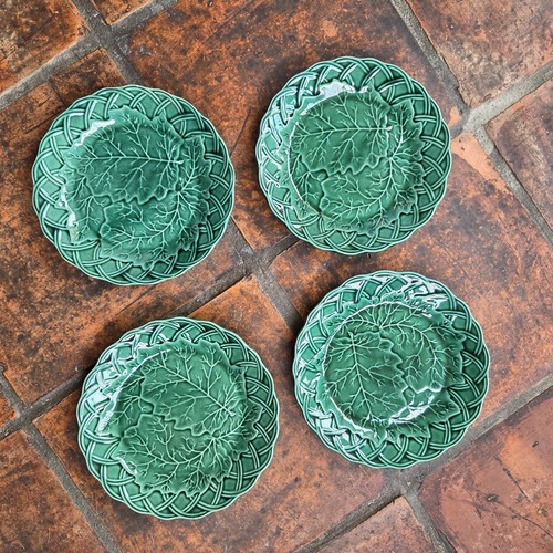 Antique green majolica side - antique,
