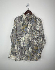 Vintage Men’s Jazzy Shirt Large Patterned Festival Holiday Funky Multicolored F3