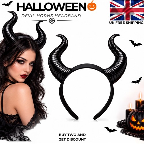 Black devil horn headband - black,