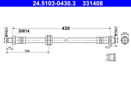 Brake hose ate fits - hose, bmw