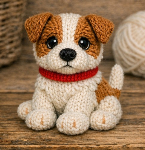 Jack russell puppy knitting - jack,
