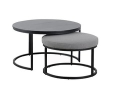 Citadel Round Coffee Table with footstool, Dark Wenge/Grey; RRP£538