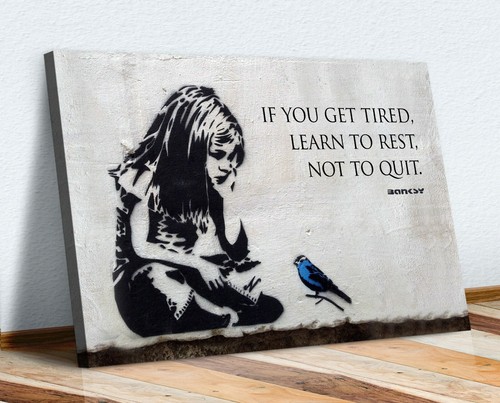 Banksy girl blue - girl, quote