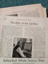B9N Ephemera 1940s article bells of the carillon Ernest Morris 