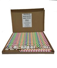 65pc - 10x210mm Jumbo stripe wide paper Slush Milkshake Smoothie Spoon straws