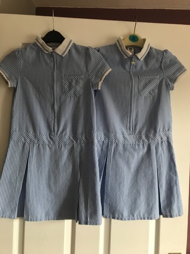 Blue white school dresses - blue, &