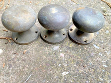 3 Vintage Brass  Door Knobs Handles - 55mm wide, 60mm projection
