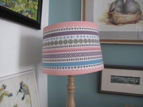 Pink blue flower striped - x2,
