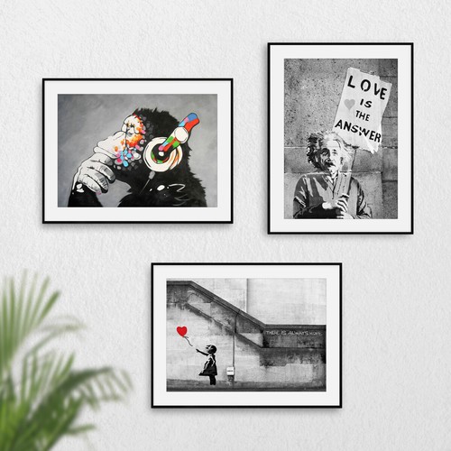Set banksy wall art - set, of