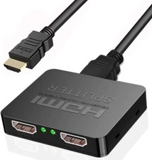 4K HDMI Splitter 1 in 2 Out, HDMI Splitter 1 to 2 Way for Dual Monitors, Full HD