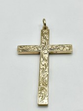 9ct Gold Large Patterned Cross Pendant