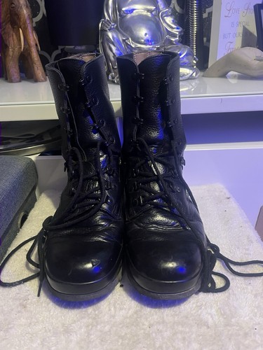 Kiwi black leather combat army - black,