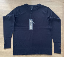 River Island Long Sleeved Black Jumper, Button Detail, Size 6.