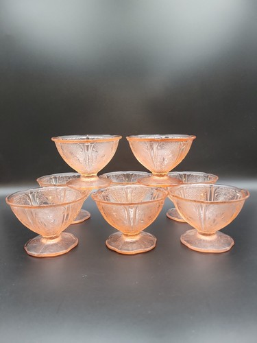 Pink depression glass sherbet - depression,