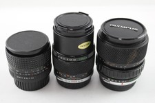 Manual Focus Camera Lenses Working Inc Carl Zeiss Jena 28mm & OM-System x 3