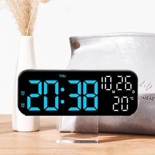 LED Electric Digital Alarm Clock Mains Power Mirror Display Bedroom Bedside