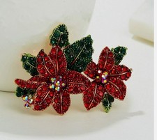 PONSETTIA CHRISTMAS BROOCH RED UNISEX ADULT KID BIRTHDAY CHRISTMAS STOCKING GIFT