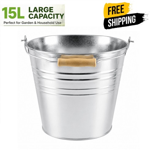 15l galvanised steel bucket - galvanised,