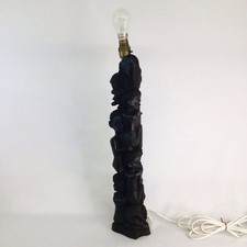 EAST AFRICAN EBONY MAKONDE TREE OF LIFE  UJAMA WOODEN CARVED TABLE LAMP EB05JH