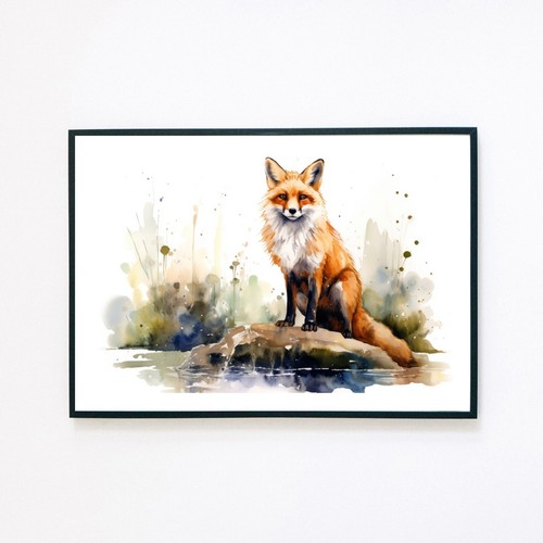 Watercolour fox painting - watercolour,