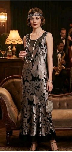 Chesca black taupe silk devore