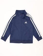 ADIDAS Boys Graphic Tracksuit Top Jacket 2-3 Years Navy Blue Polyester TN20