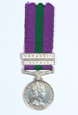 MINIATURE General Service Medal (1918-62 GSM EIIR) with Cyprus & Brunei Clasps