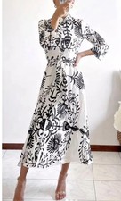 ZARA ECRU PRINTED LONG SHIRT