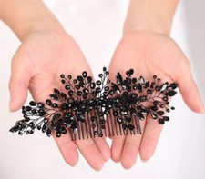 Girls Bridesmaids Black Comb Flower  Hair Accessory Headband Headdress Xmas