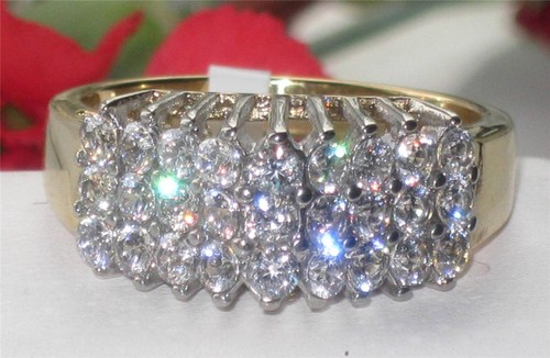 Ladies cluster ring gold - , cz