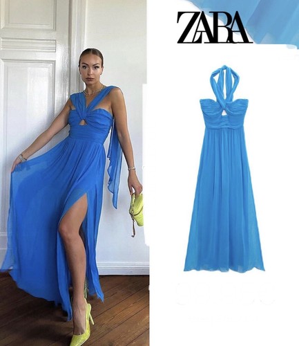 Zara blue chiffon - blue, neck