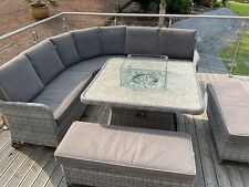 rattan corner garden sofa fire pit dining table set with benches