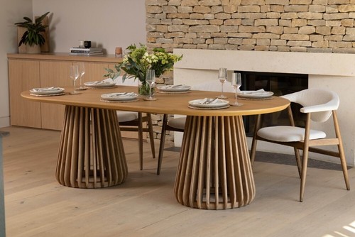 Oval wooden dining table - wooden,