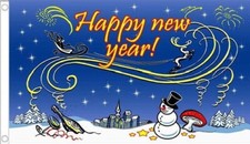 SNOWMAN HAPPY NEW YEAR FLAG 5'
