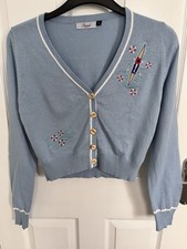 Banned Retro Light Blue Regatta Boat Sailing Nautical Cardigan UK Small