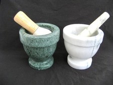 Pestle and mortar  Choose green marble or white 10 cms tall  Useful & decorative