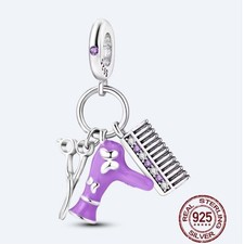 Beauty Hairdresser Charm. Sterling Silver 925 + FREE BRACELET. UK