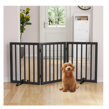 Semiocthome Bamboo Freestanding Dog Gates for Doorways,3-Panel Indoor Puppy