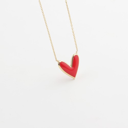 Glorria gold red enamel - enamel, heart