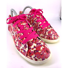 Lands End Canvas Pumps Womens UK6.5 Pink Ditsy Floral Trainers Lace Up Flats